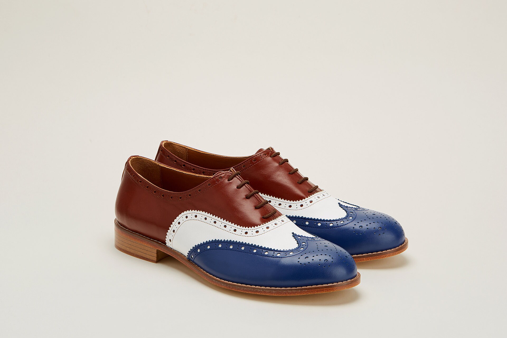 Men Swing Dance Shoes Mens Brogue blue brown & white leather Etsy