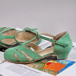 Rosy in Mint Green Suede | Women Swing Dance Shoes | Vintage Shoes | Customized | Harlem Shoes