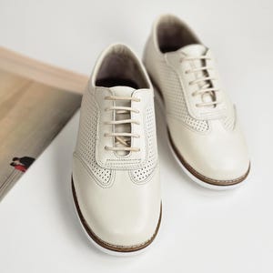 New York in Perforated Broken White Leather | Unisex Swing Dance Shoes | Vintage Shoes | Customized | Harlem Shoes