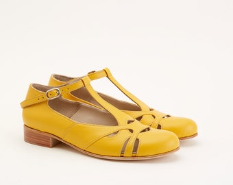 Spring in Yellow Leather | Women Swing Dance Shoes | Vintage Shoes | Customized | Harlem Shoes