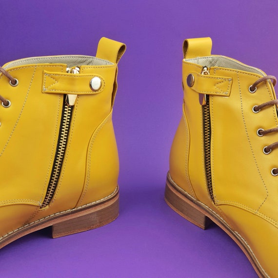 靴 Leather Derby Boots Broad Round Toe Derby Boots – Crush on Retro