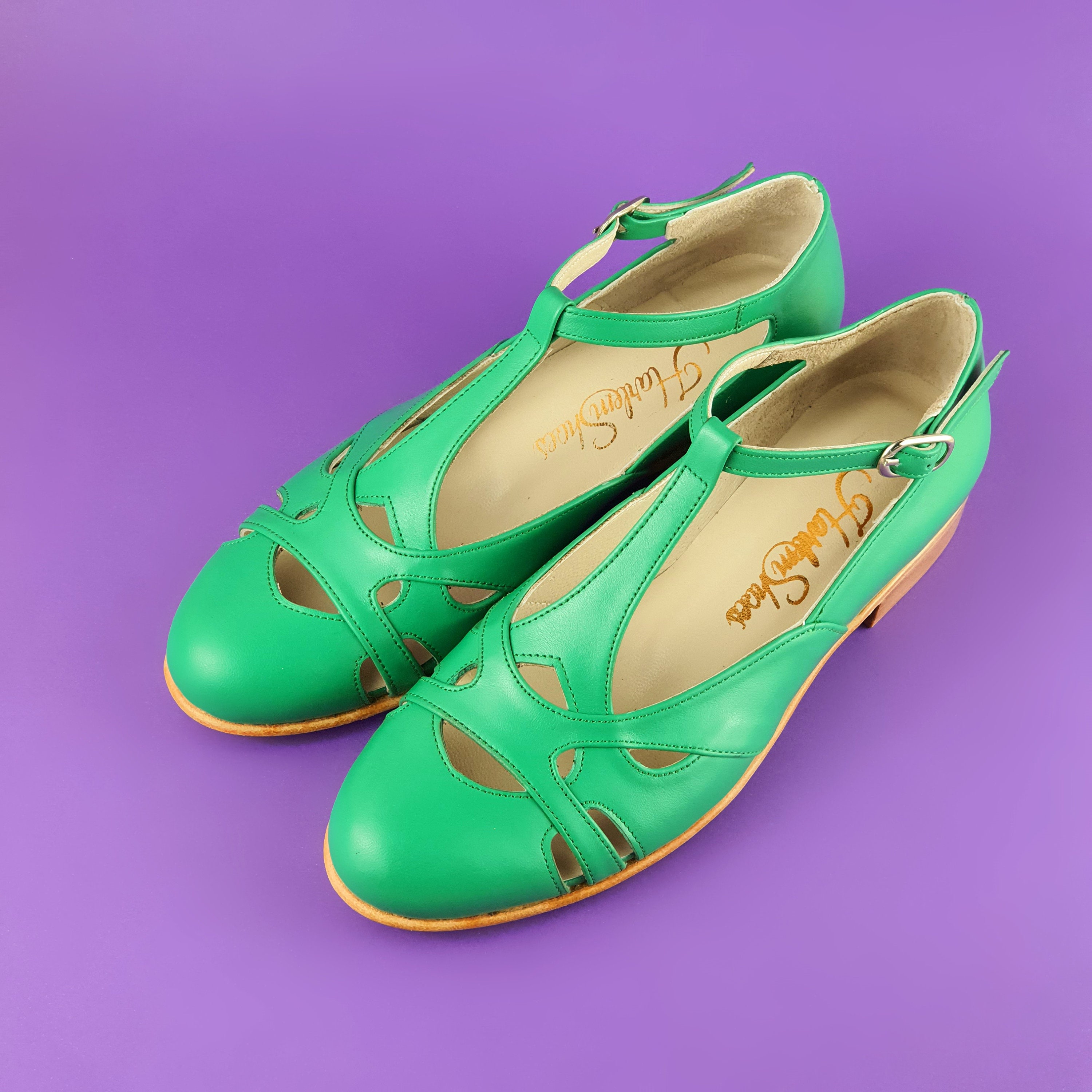 Primavera en cuero verde manzana / Zapatos de baile swing para - México