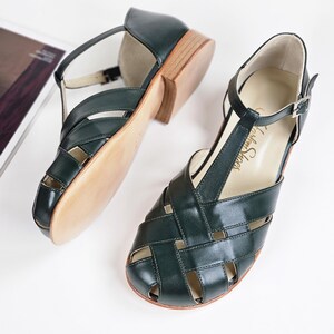 Barefoot Summer in Jungle Green Leather | Women Swing Dance Shoes | Vintage Shoes | Customized | Harlem Shoes