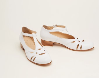 Spring in White Leather | Women Swing Dance Shoes | Vintage Shoes | Customized | Harlem Shoes