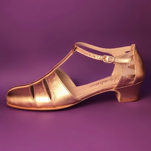 Harmony w różowo-złotej skórze | Damskie buty do tańca swingowego | Buty vintage | Spersonalizowane | Buty Harlem