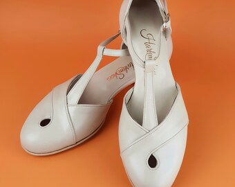 Muse in Beige Leather | Women Swing Dance Shoes | Vintage Shoes | Customized | Harlem Shoes