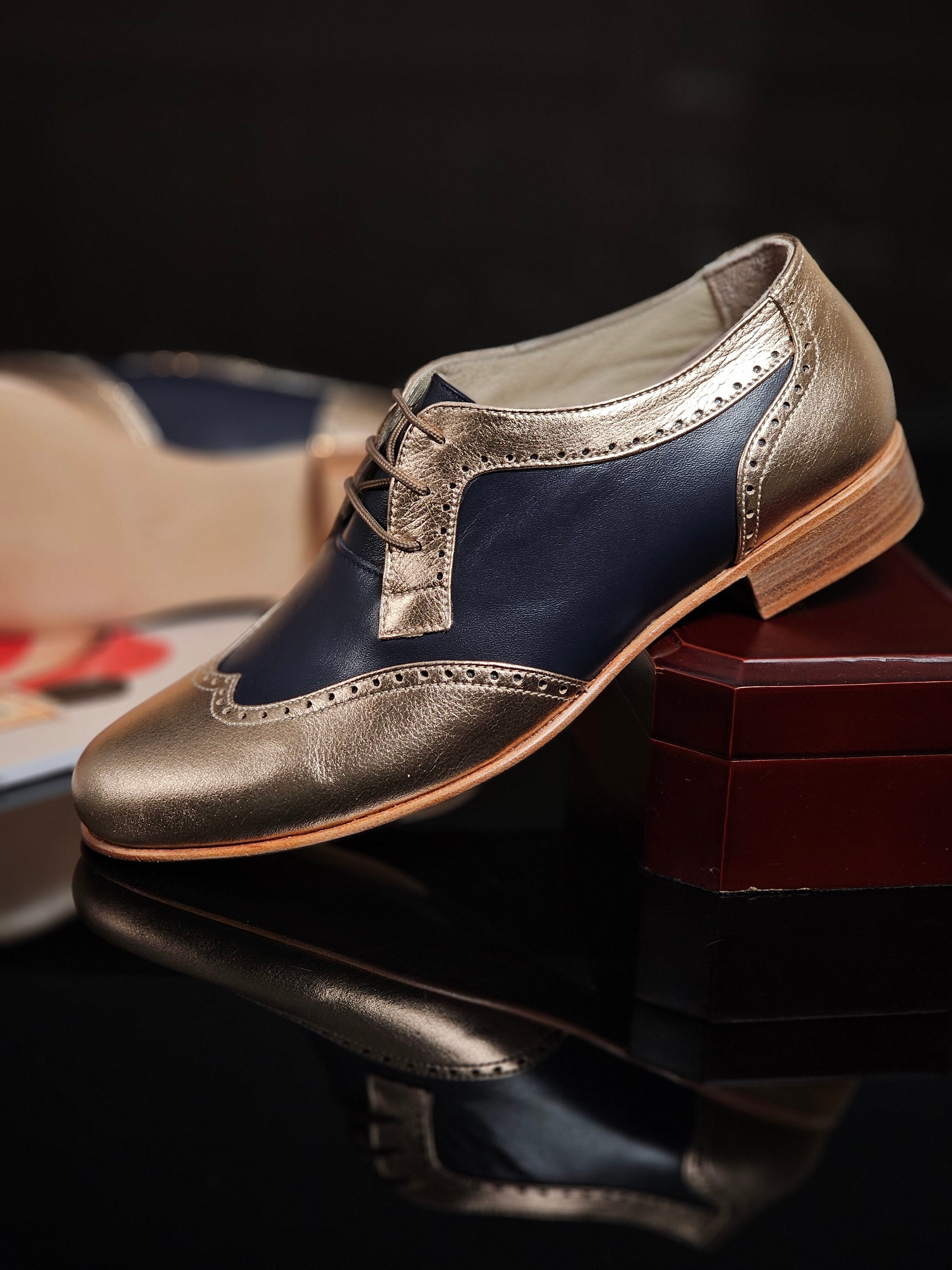 Gold oxford platform shoes clearance