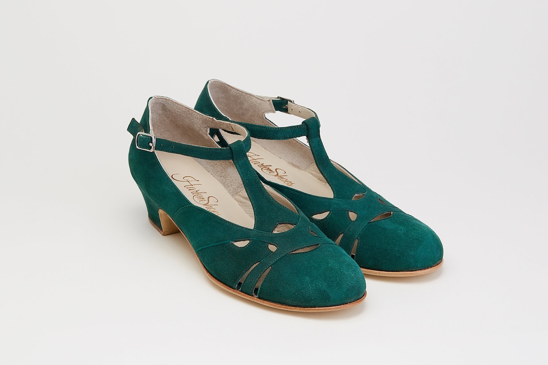 Spring in Emerald Suede | Women Swing Dance Shoes | Vintage Shoes | Customized | Harlem Shoes