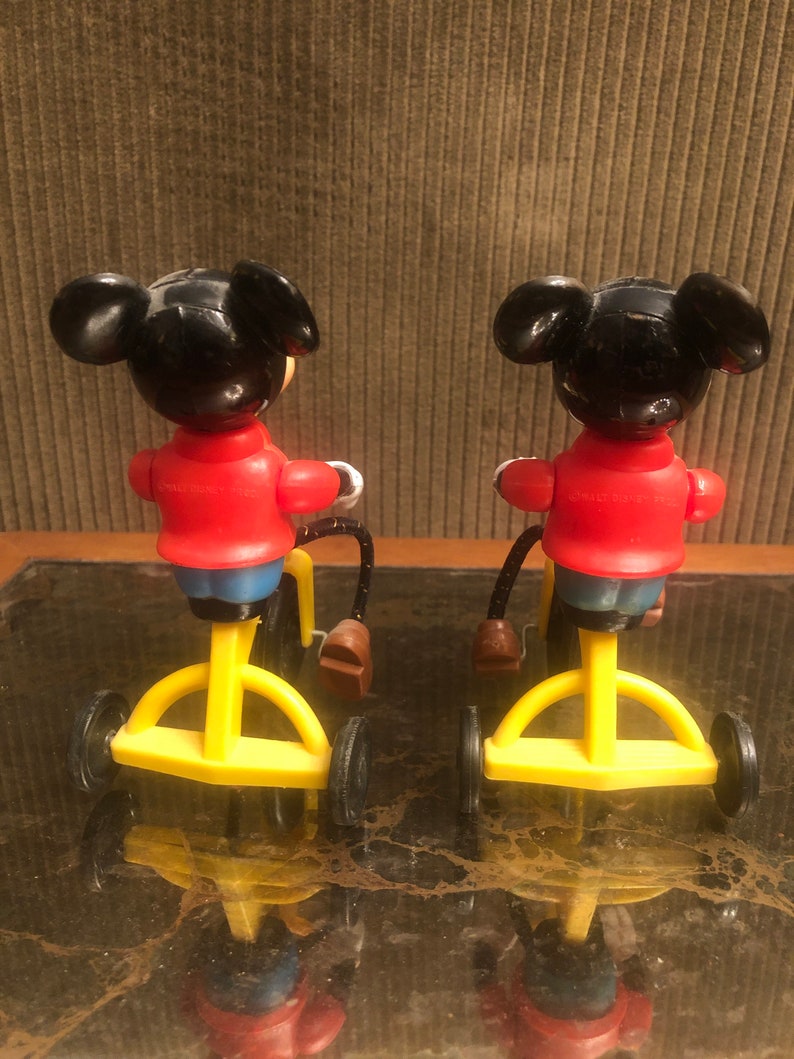 Pair of Mickey Mouse on Tricycle Toys Etsy
