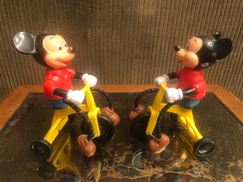 Pair of Mickey Mouse on Tricycle Toys Etsy