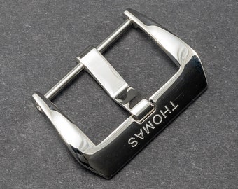 Polished Screw-in Stainless Steel Buckle with Thomas Logo for Watch Strap