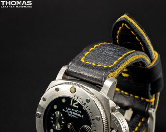 MH14 - FIRE SHADOW - Handcrafted and Custom Made,  Soft and Supple, Thick Full-Grain Triple-Fold Leather Watch Strap