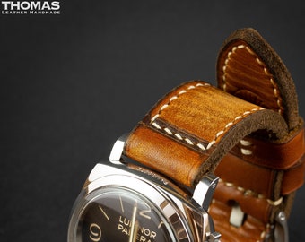 DH10 - VINTAGE AMARETTO - Handcrafted Custom Made Soft and Supple Full-Grain Leather Watch Strap