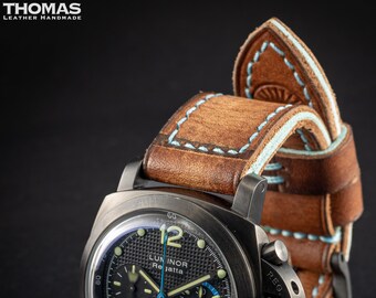 MH15 - SIDEWINDER - Handcrafted and Custom Made,  Soft and Supple, Thick Full-Grain Triple-Fold Leather Watch Strap
