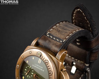 DH01 - VINTAGE CHOCOLATE - Handcrafted Custom Made Soft and Supple Full-Grain Leather Watch Strap