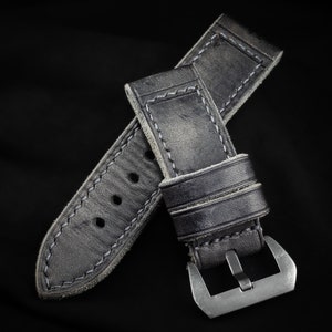 MH08 TORPEDO Handcrafted and Custom Made, Soft and Supple, Thick Full-Grain Triple-Fold Leather Watch Strap zdjęcie 6