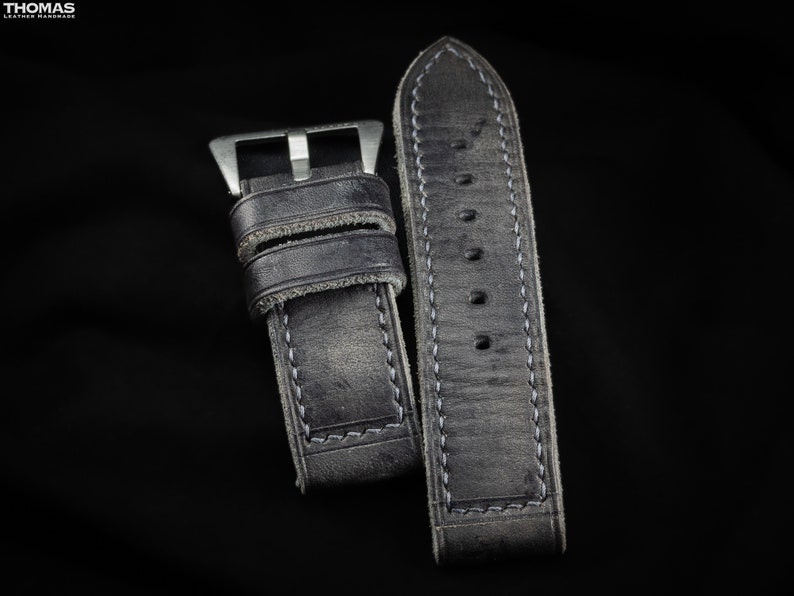 MH08 TORPEDO Handcrafted and Custom Made, Soft and Supple, Thick Full-Grain Triple-Fold Leather Watch Strap zdjęcie 4