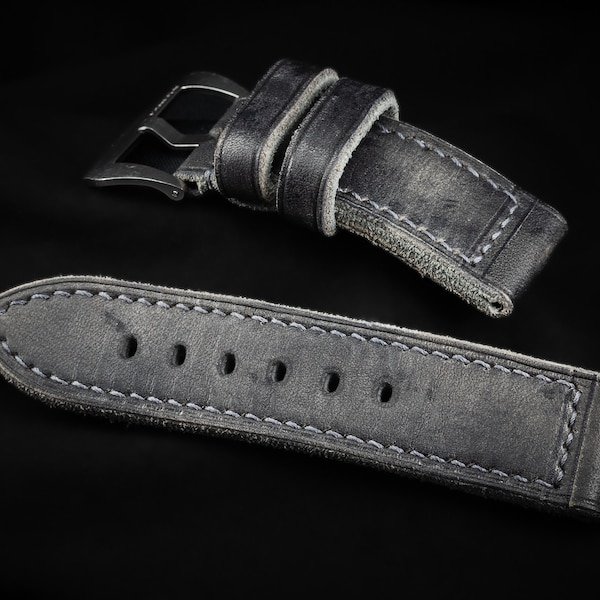 MH08 - TORPEDO - Handcrafted and Custom Made,  Soft and Supple, Thick Full-Grain Triple-Fold Leather Watch Strap