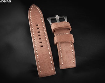 RH08-CATTLEMEN - Handcrafted Custom Made Soft and Supple Sea Washed Nubuck Leather Watch Strap