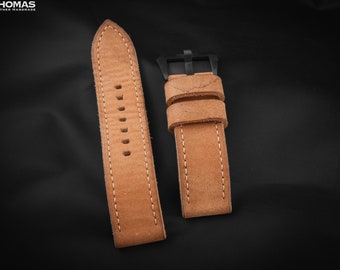 RH09-BUCKSKIN - Handcrafted Custom Made Soft and Supple Sea Washed Nubuck Leather Watch Strap