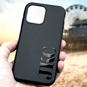 Side Corner Monogram iphone case Personalized phone case Elegant Subtle Black Customized