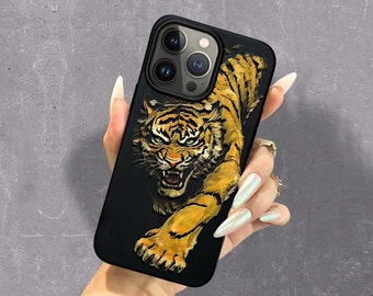 Tiger iphone case Japanese iphone case Embossed phone case iphone 15 14 13 12 11 pro max case