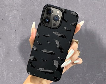 Bats Pattern iphone case Spooky iphone case Embossed phone case iphone 15 14 13 12 11 pro max case