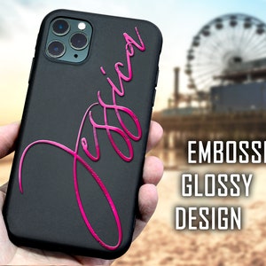 Custom Embossed Name iPhone case Personalized Initials iPhone case Hot Pink