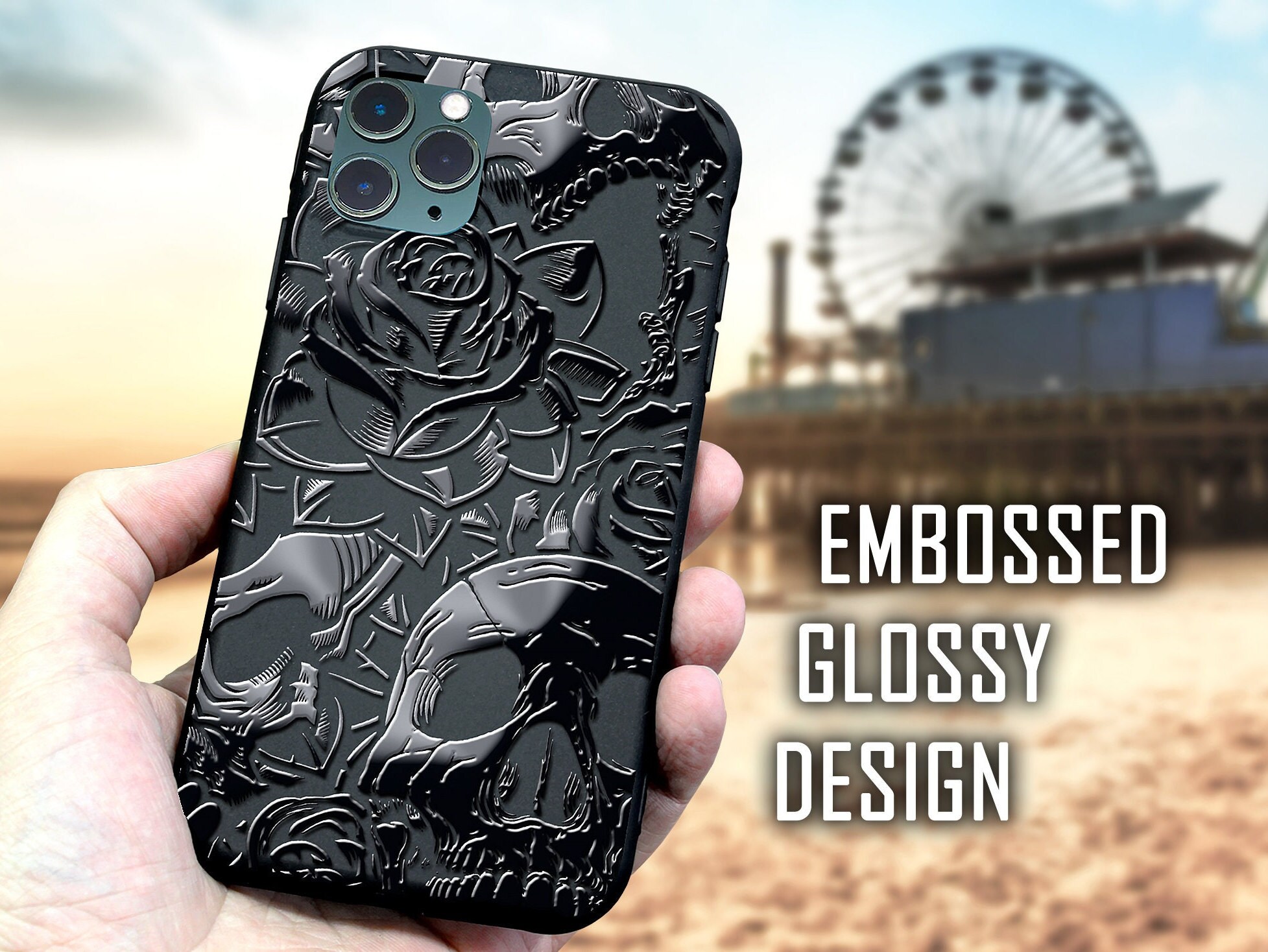 Skull Roses Iphone Case Skull Phone Case Tattoo Phone Case Etsy