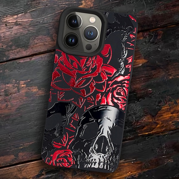 Skull Roses iphone case Skull phone case Tattoo phone case Gothic Goth