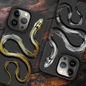 Embossed Gold Silver Snake iPhone case Black Mamba phone case 3D case