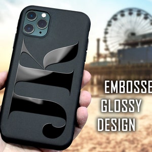 Big Monogram Phone case Initials iPhone case Embossed Elegant Subtle Black case