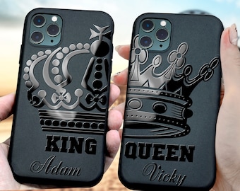 Coque pour téléphone avec couronne pour couple, roi et reine