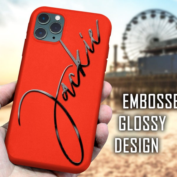 Red personalized iPhone case Personalıse iphone case Monogram iphone case Inıtıals Embossed