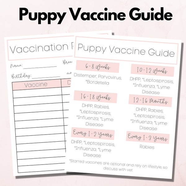 Printable Puppy Vaccine Guide | Digital Download