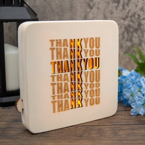 LED wooden lamp Thanks - symbol of faith and gratitude