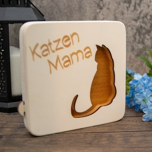LED wooden lamp cat mom – loving LED decoration for cat lovers