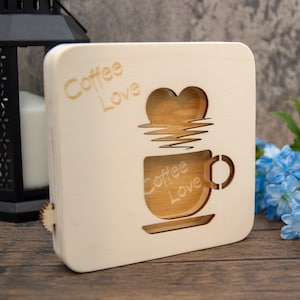 LED wooden lamp Coffee Love - your shining statement