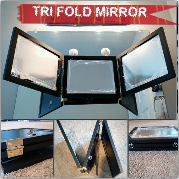 Tri Fold 3 Way Folding Mirror custom Hand Made New Black Etsy