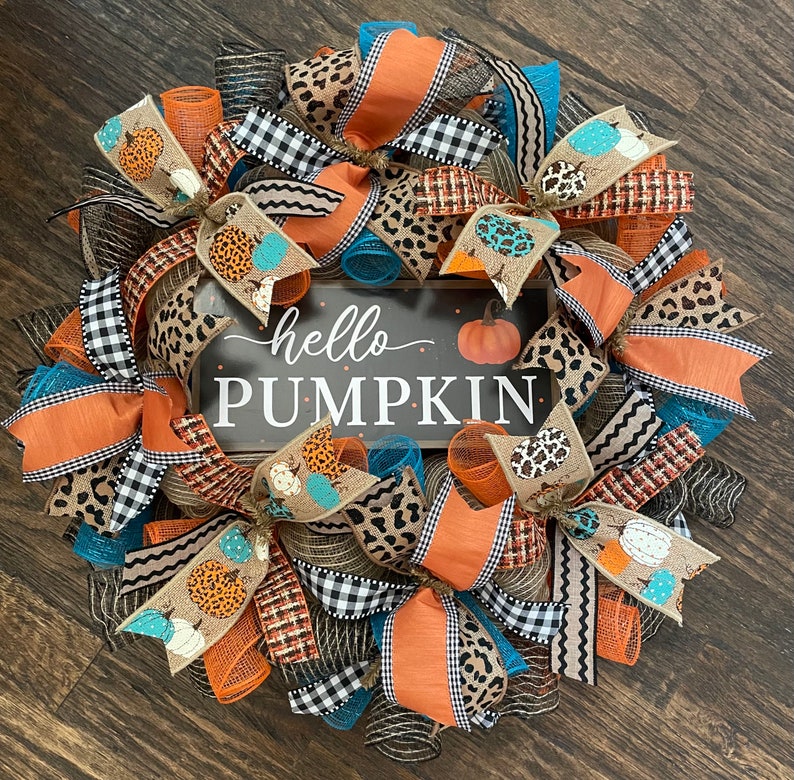 Hello Pumpkin Deco Mesh Wreath, Fall Deco Mesh Wreath, Deco Mesh Wreath ...