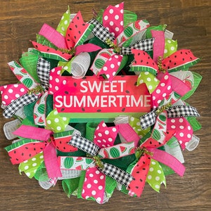 front door wreath, deco mesh wreath, summer wreath, watermelon wreath, front door decor, watermelon deco mesh wreath