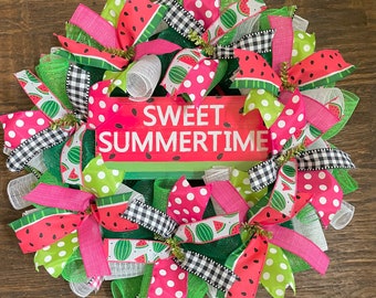 Watermelon Deco Mesh Wreath, Sweet Summertime Front Door Decor