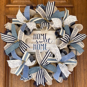Welcome Farmhouse Wreath, Farmhouse Wreath, Welcome Wreath, Deco Mesh ...
