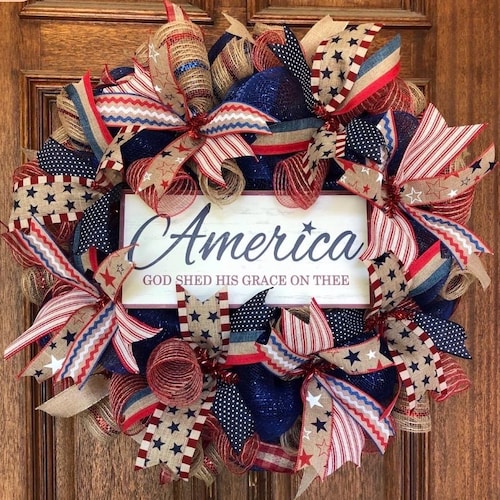 Deco Mesh Farmhouse Wreath, Leopard Gingham Ribbons, Front Door