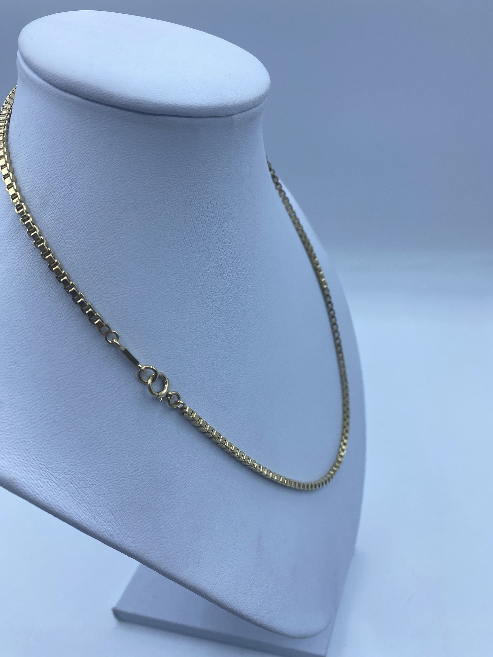 9ct Gold Box Chain Necklace For Women 17 2mm 15.3g Etsy