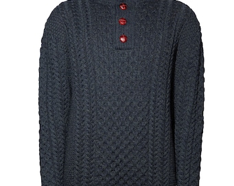 Men's Cable Knit Aran Sweater Blackwatch