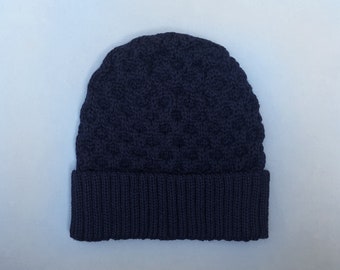 Merino Wool Cable Knit Hat NAVY