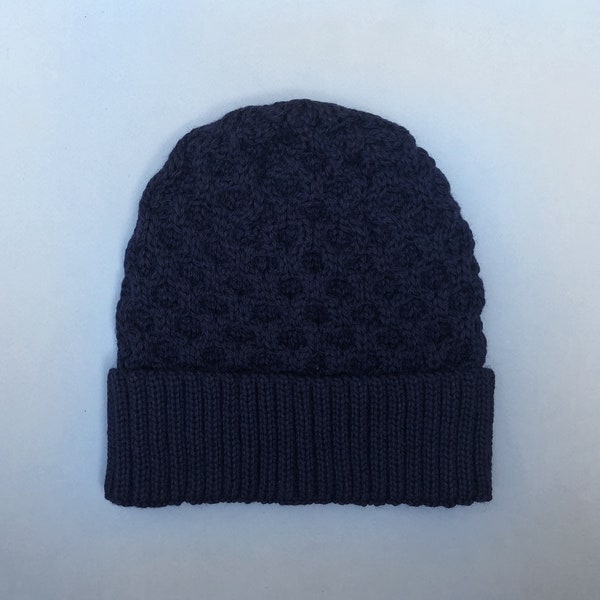 Merino Wool Cable Knit Hat NAVY