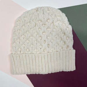 Merino Wool Cable Knit Hat NATURAL IVORY