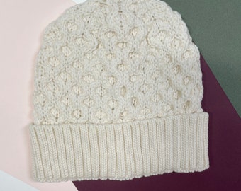 Merino Wool Cable Knit Hat NATURAL IVORY